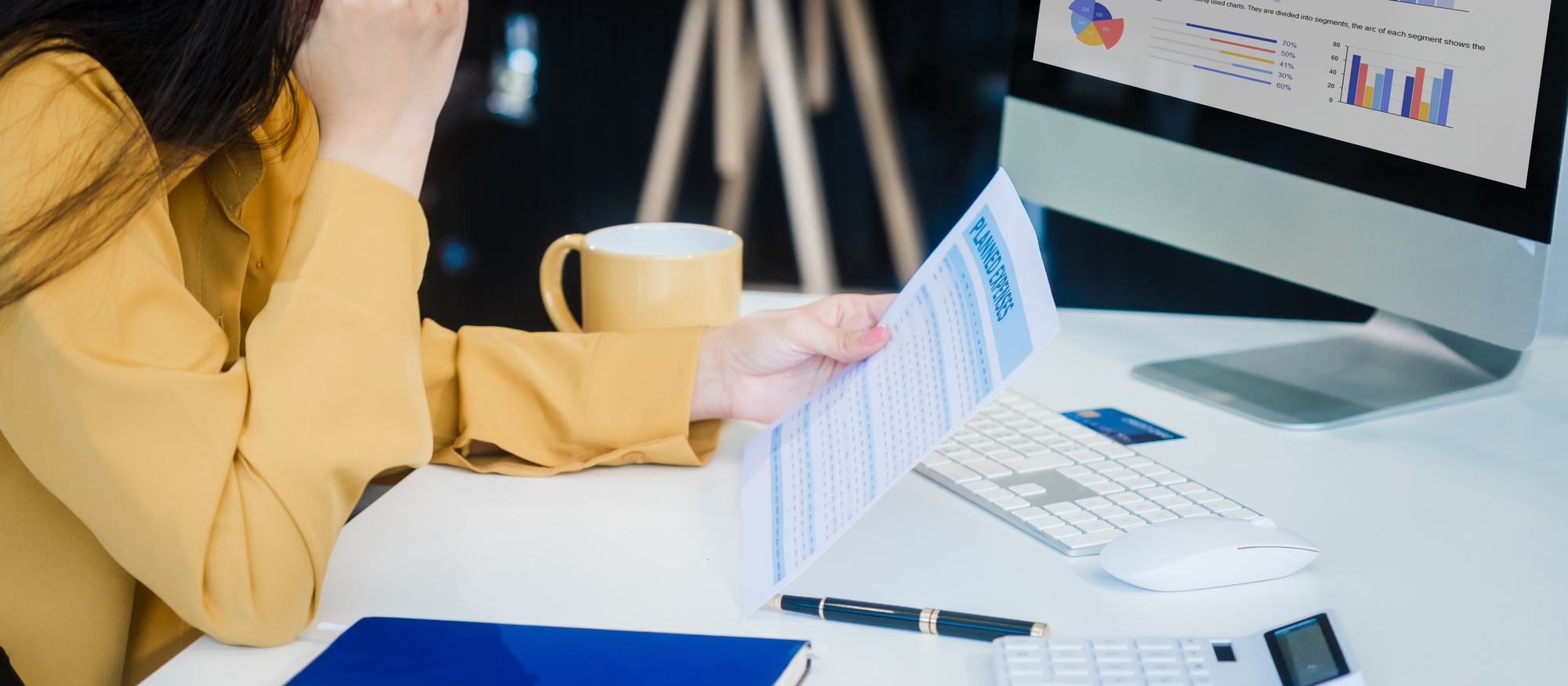 Financial professionals looking at computer