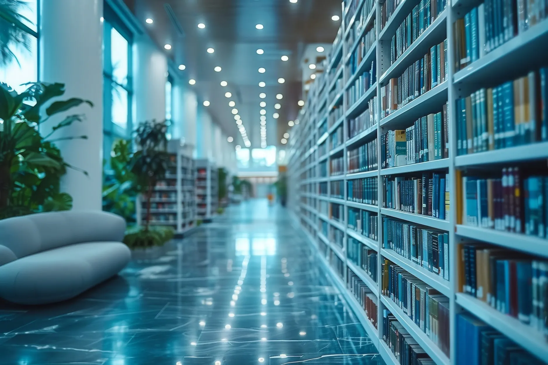 Well-lit modern library